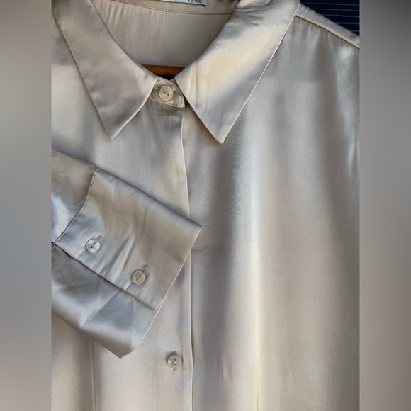 Abercrombie & Fitch Button-Up Satin Pullover Top Size XL Office Business Career - Picture 3 of 7